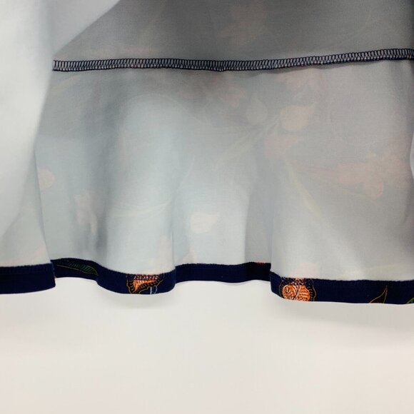 LOFT Skirt Blue Floral Print Mini Pull On Ponte Flounce NWT - Picture 5 of 9